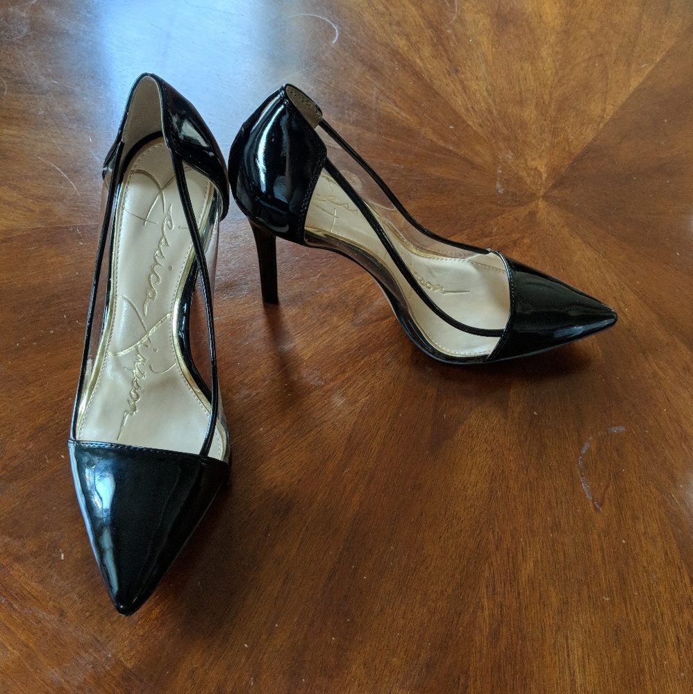 JESSICA SIMPSON Clear Patent Stilettos Size 7.5
